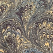 Hand Marbled Paper Peacock Pattern in Dark Blues and Gold ~ Berretti Marbled Arts